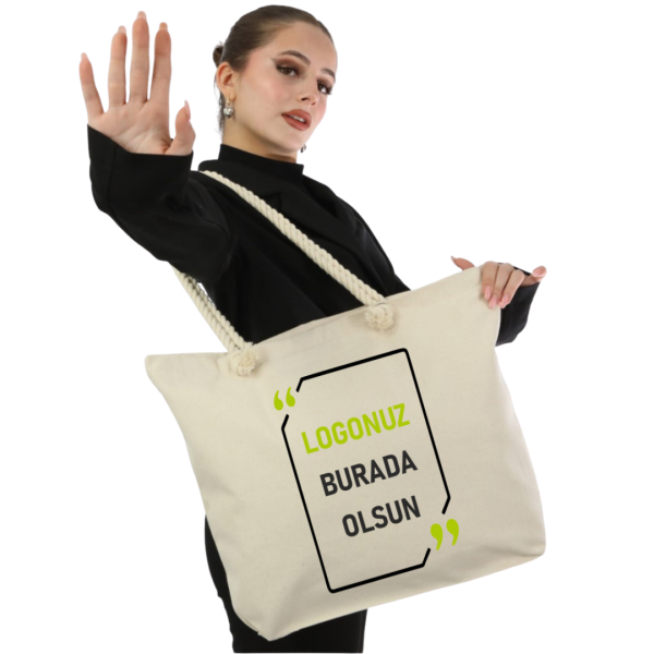 Kanvas Plaj Çantası 40x46x10 cm (Alttan Körüklü)